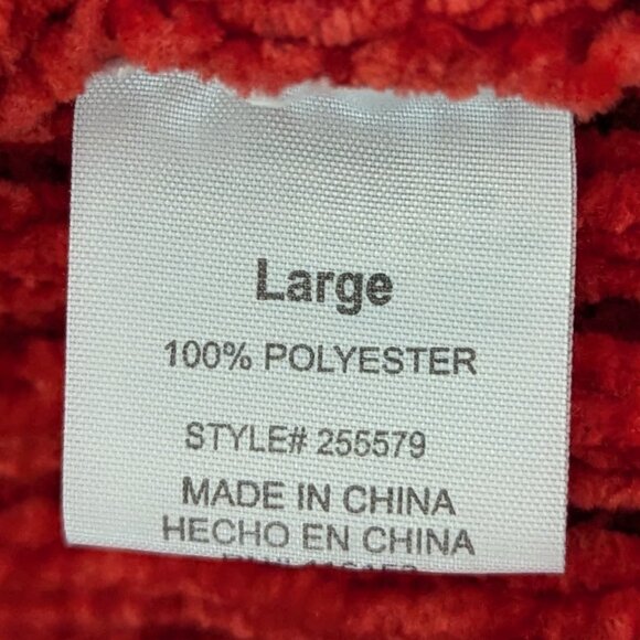Poof Apparel Red Orange Chenille Knit Long Sleeve Sweater Sz Large Whimsy Grunge - Picture 6 of 6